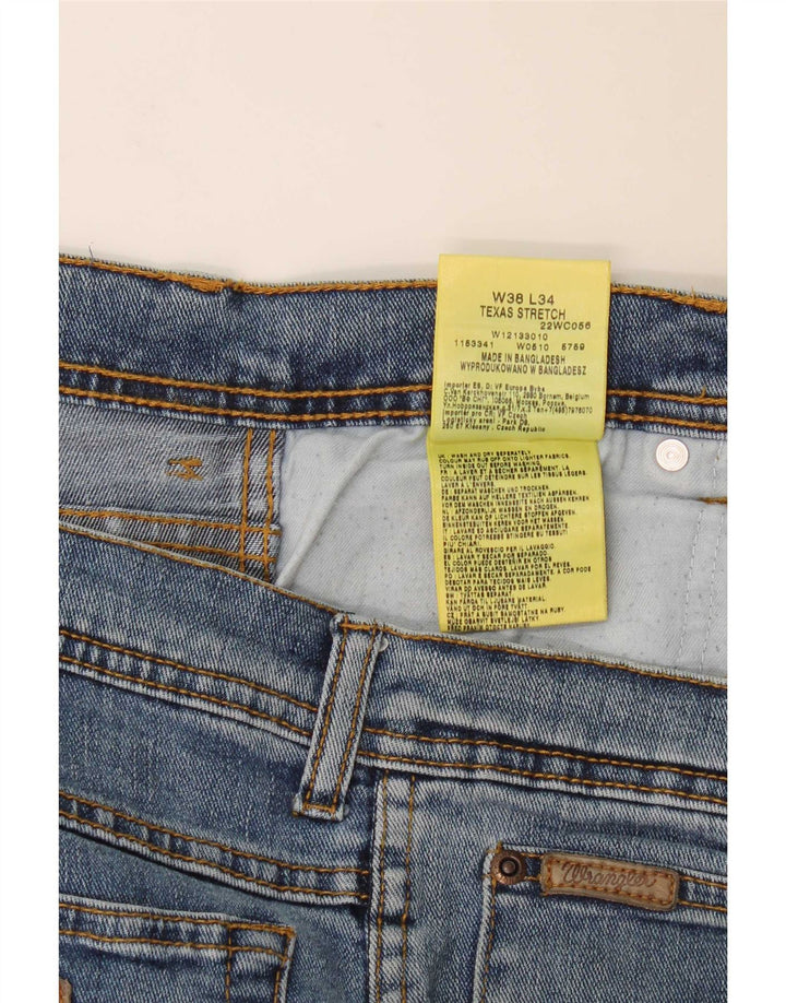 Wrangler Masculino Texas Stretch Straight Jeans W38 L31 Azul Algodão