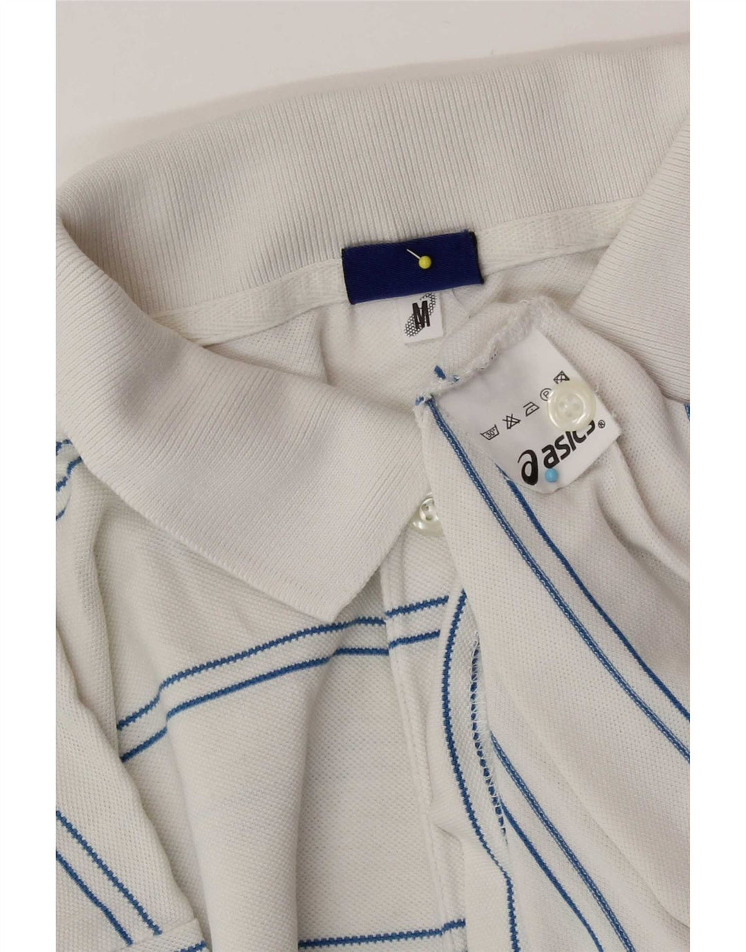 Camisa polo masculina Asics médio branco listrado algodão