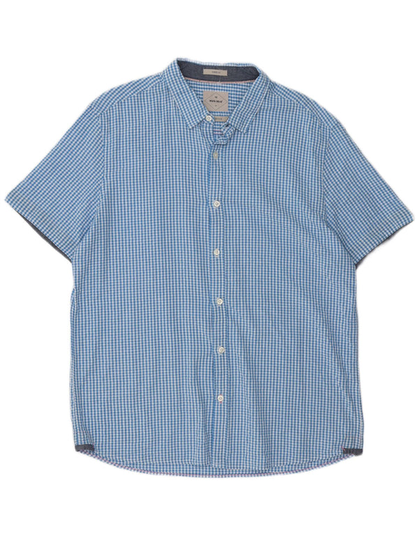 Camisa masculina de manga curta White Stuff XL azul guingão