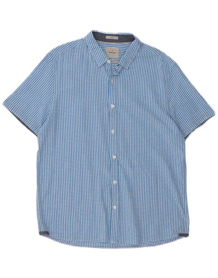 Camisa masculina de manga curta White Stuff XL azul guingão