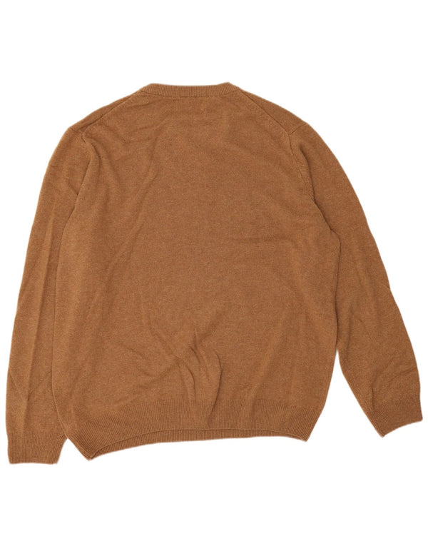 Suéter masculino Marks & Spencer com gola redonda 2XL lã de carneiro marrom