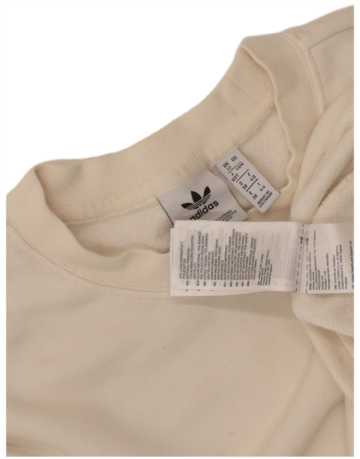 Adidas feminino gráfico oversized moletom jumper reino unido 12 médio algodão branco