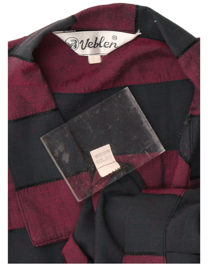 Blusa feminina VINTAGE com gravata frontal UK 16 listrada preta média