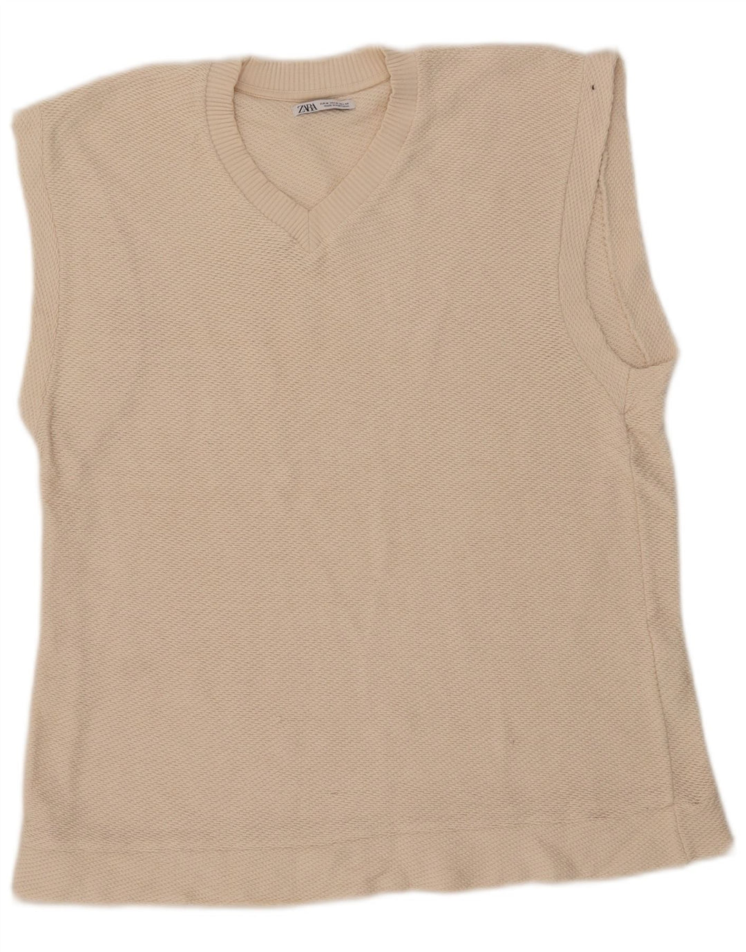 Zara Mens Vest Tank Top Médio Off White Algodão