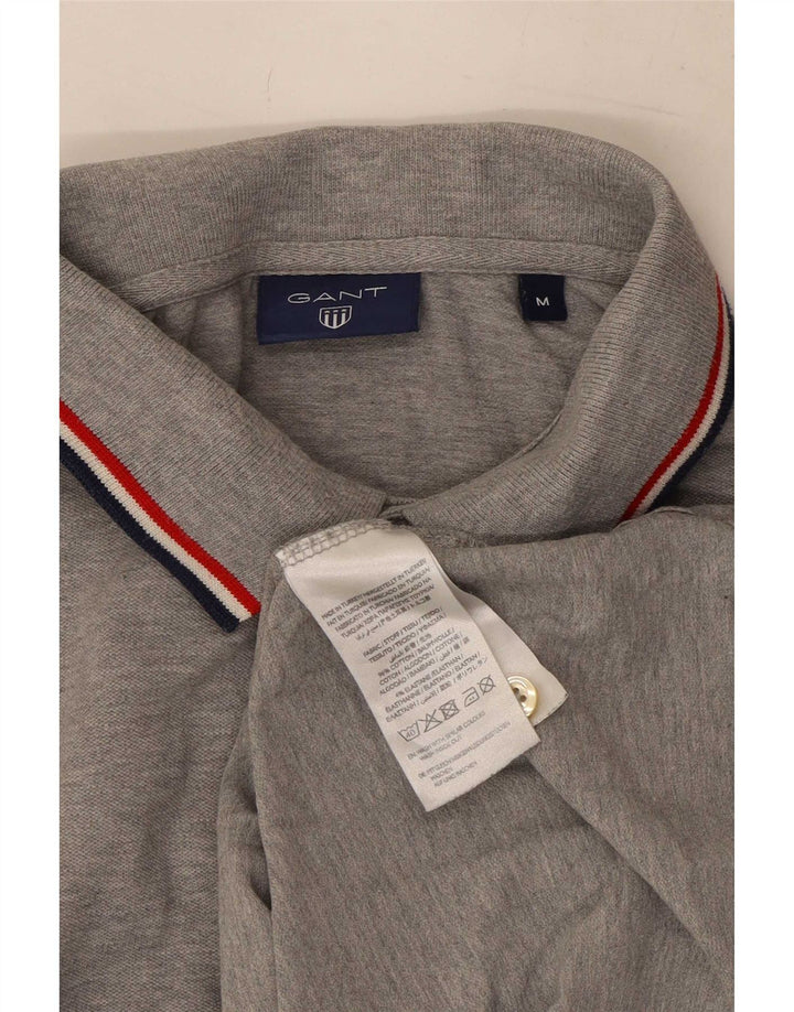 Camisa polo masculina Gant algodão manchado cinza médio
