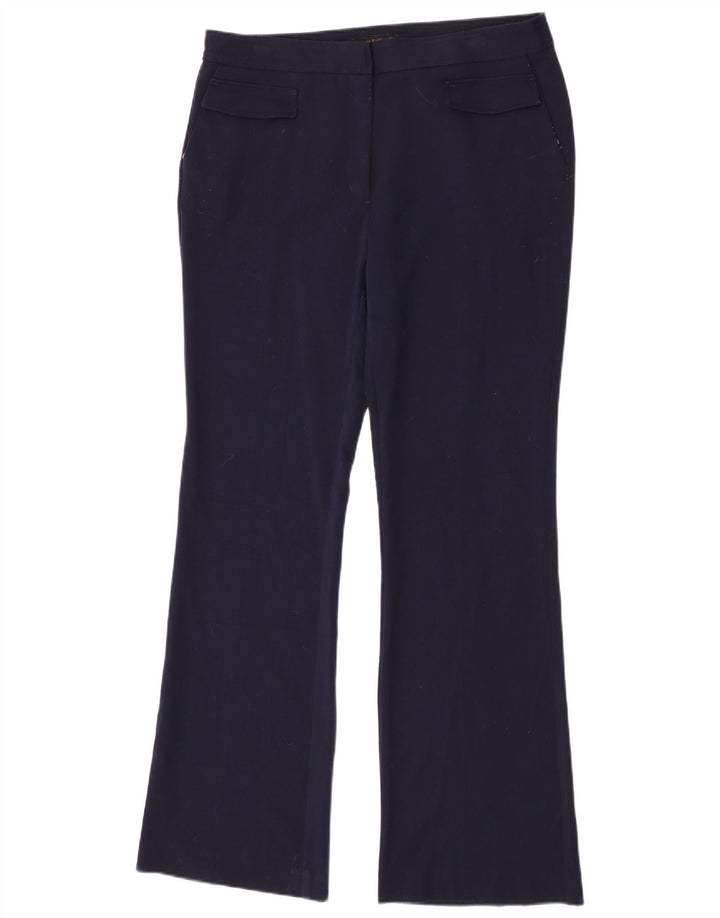 Calça casual feminina Zara Bootcut XL W32 L34 azul marinho poliéster
