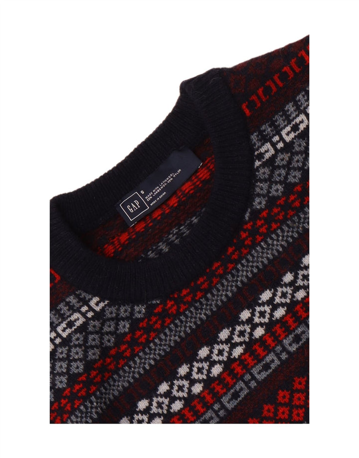 Suéter masculino Gap com gola redonda e lã de cordeiro geométrica azul marinho pequena
