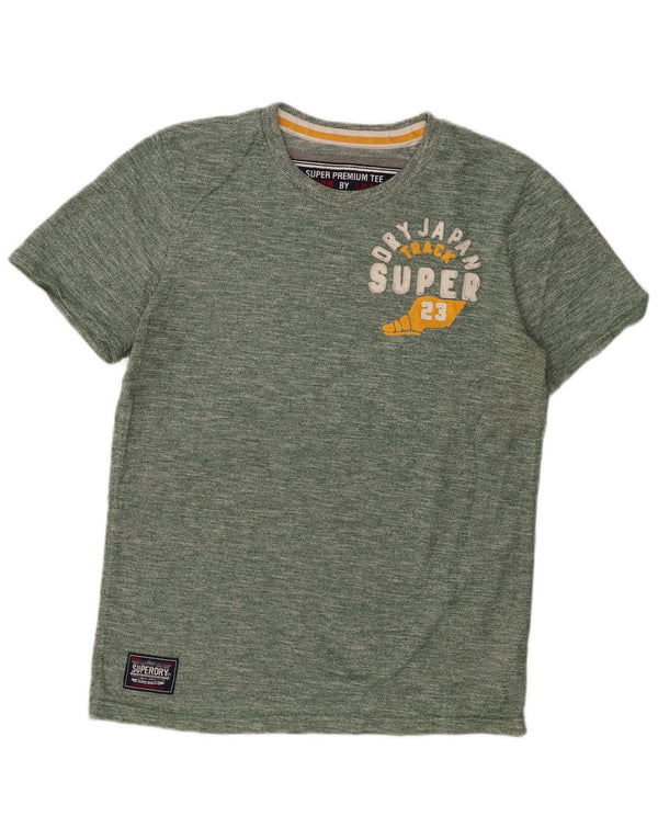 Camiseta gráfica masculina Superdry Top XL algodão manchado verde