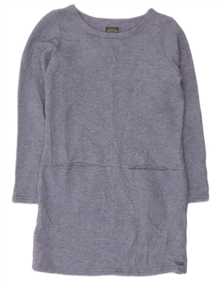Vestido feminino Joules de manga comprida UK 8 poliéster azul pequeno