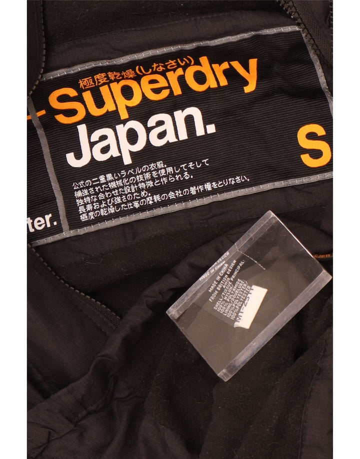 Jaqueta corta-vento masculina Superdry com capuz Reino Unido 36 pequeno preto nylon