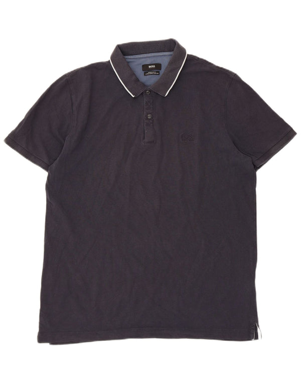 Camisa polo masculina Hugo Boss Regular Fit XL azul marinho algodão