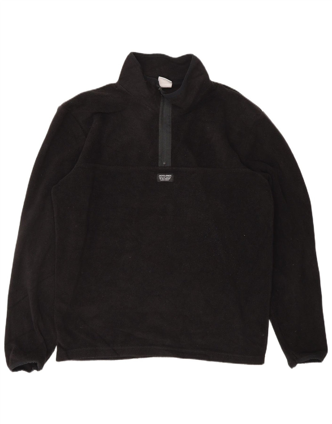 JACK & JONES Suéter masculino de lã com zíper e gola XL poliéster preto