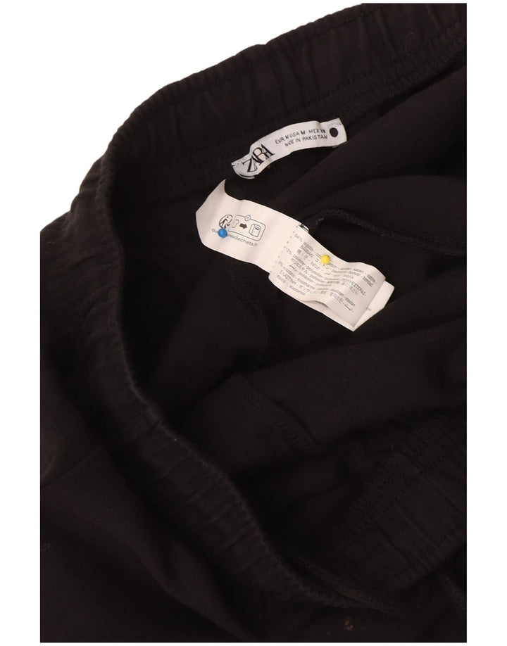 Calça de treino feminina Zara UK 12 algodão preto médio