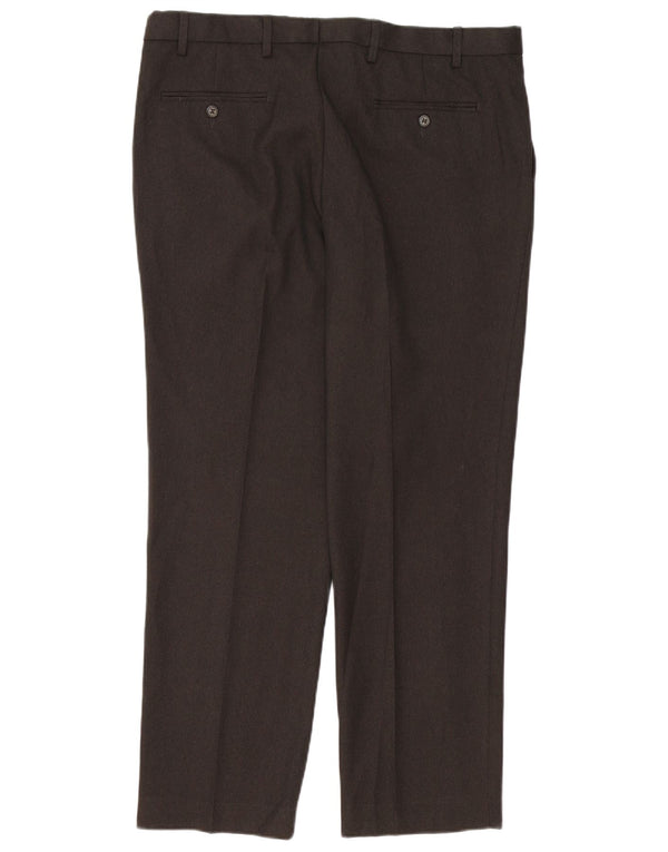 Calça masculina reta regular Marks & Spencer W38 L31 poliéster marrom