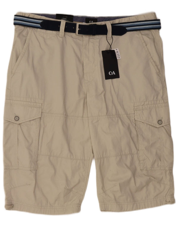 C&A Mens Regular Fit Cargo Shorts W38 XL Cinza Algodão