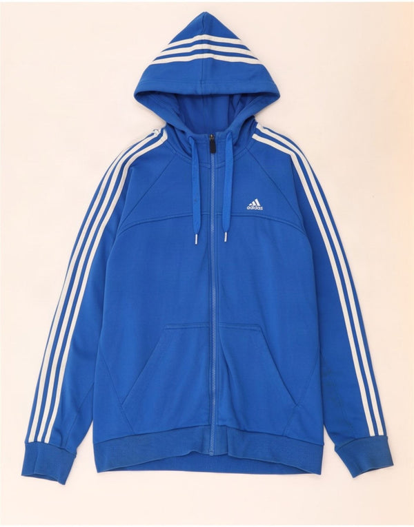 Adidas masculino zip moletom com capuz grande algodão azul