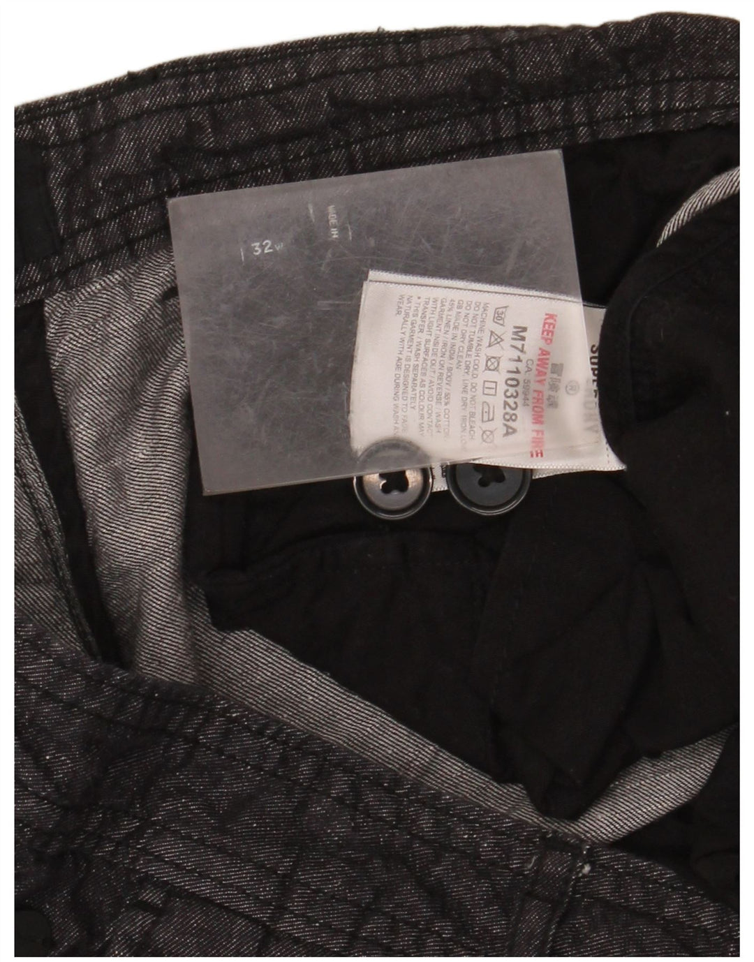 Shorts Chino Masculino Superdry W32 Algodão Cinza Médio