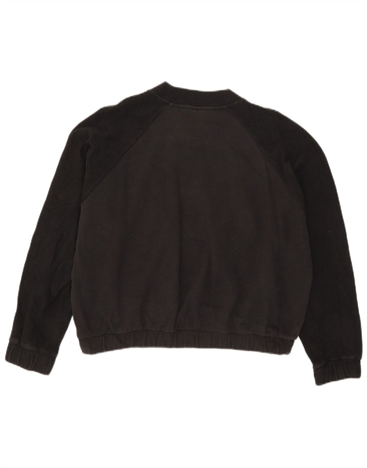 Adidas Womens Crop Sweatshirt Jumper UK 14 Médio Preto Colourblock