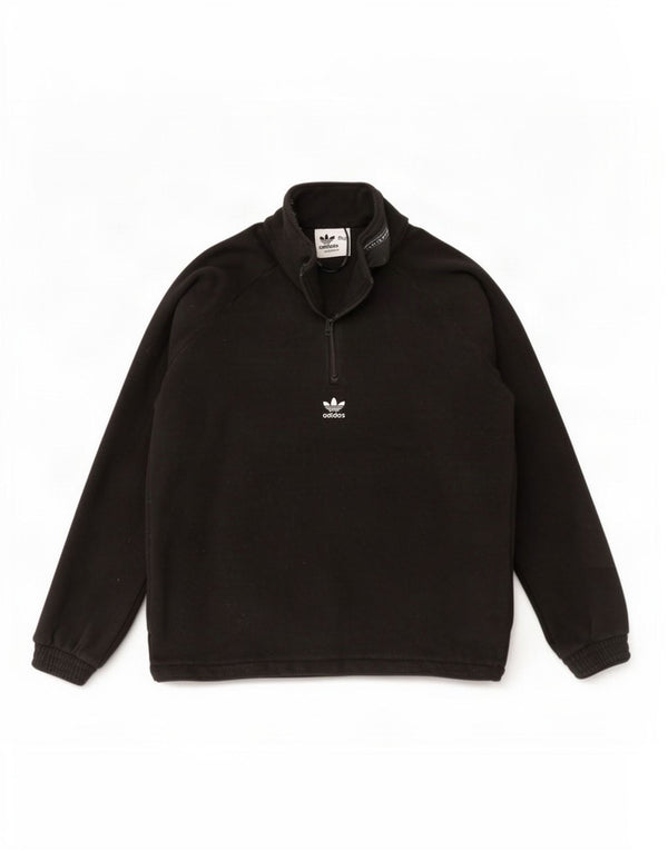 Adidas Mens Graphic Zip Neck Fleece Jumper XL Preto Poliéster