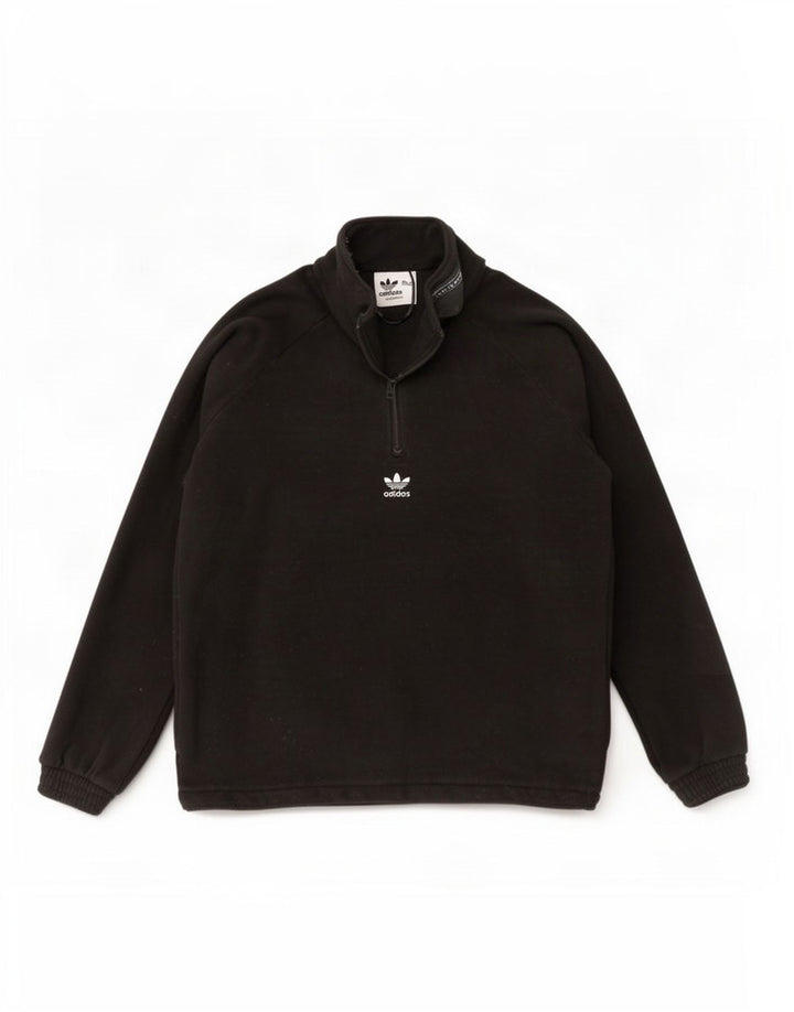 Adidas Mens Graphic Zip Neck Fleece Jumper XL Preto Poliéster