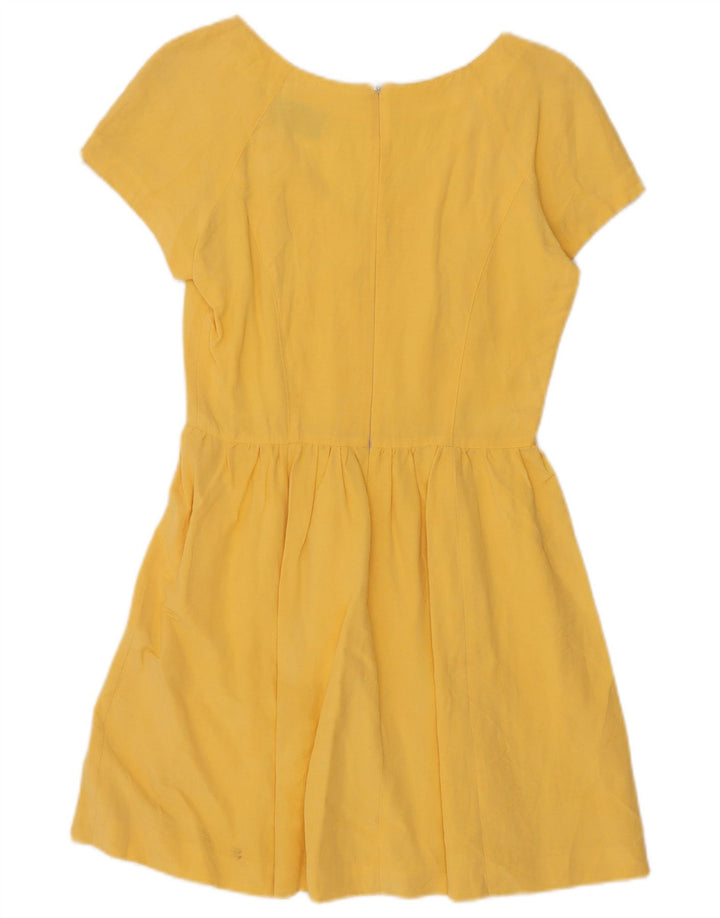 Vestido feminino Roccobarocco A-Line UK 10 pequeno amarelo