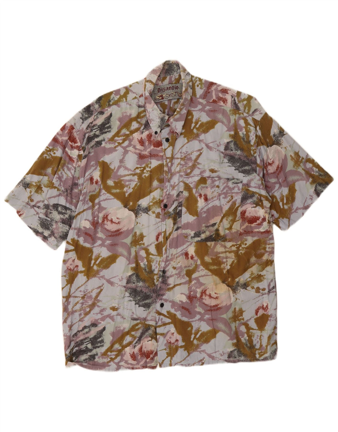 Camisa masculina vintage de manga curta XL multicolorida floral