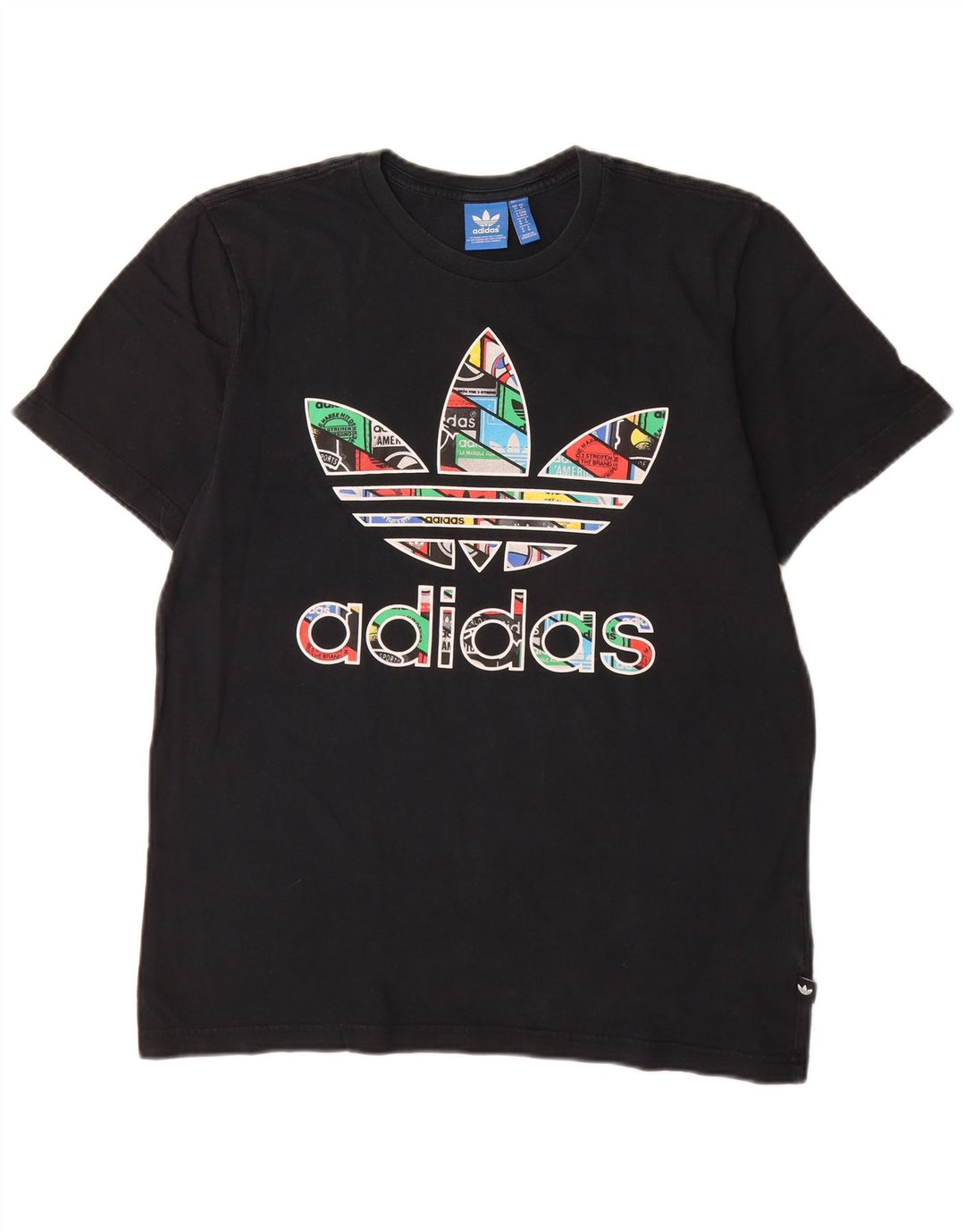 Adidas Mens Graphic T-Shirt Top Médio Algodão Preto
