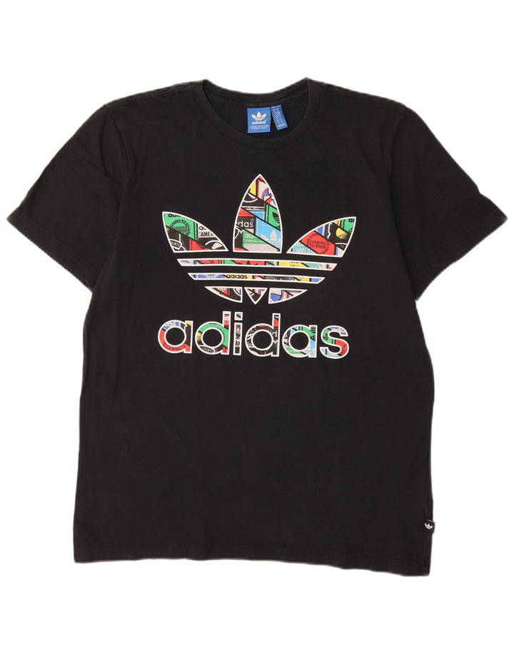 Adidas Mens Graphic T-Shirt Top Médio Algodão Preto