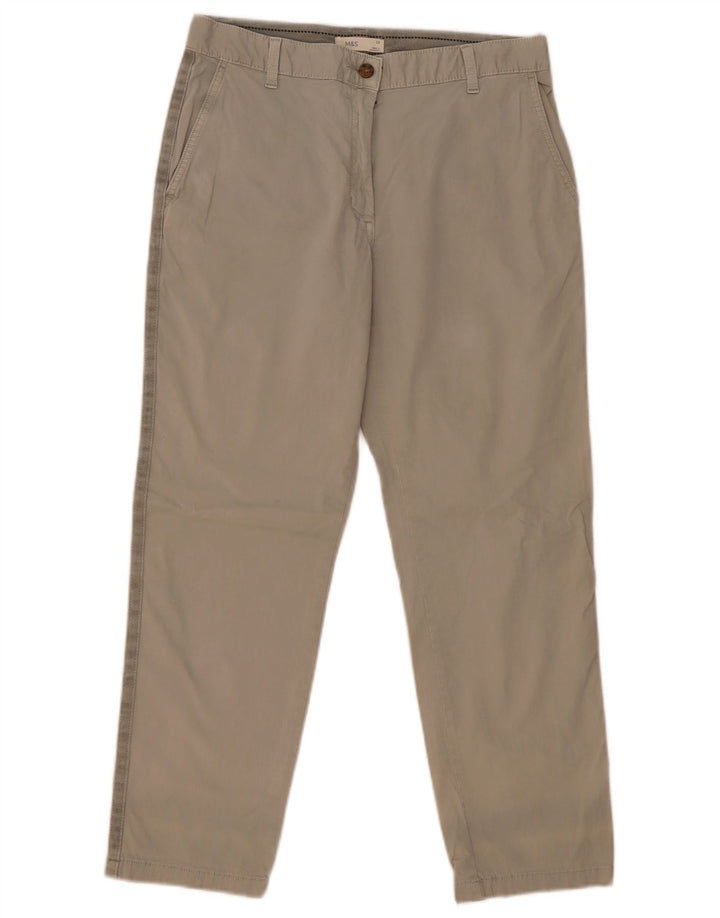 Calça chino reta feminina Marks & Spencer Reino Unido 12 médio W30 L26 cinza