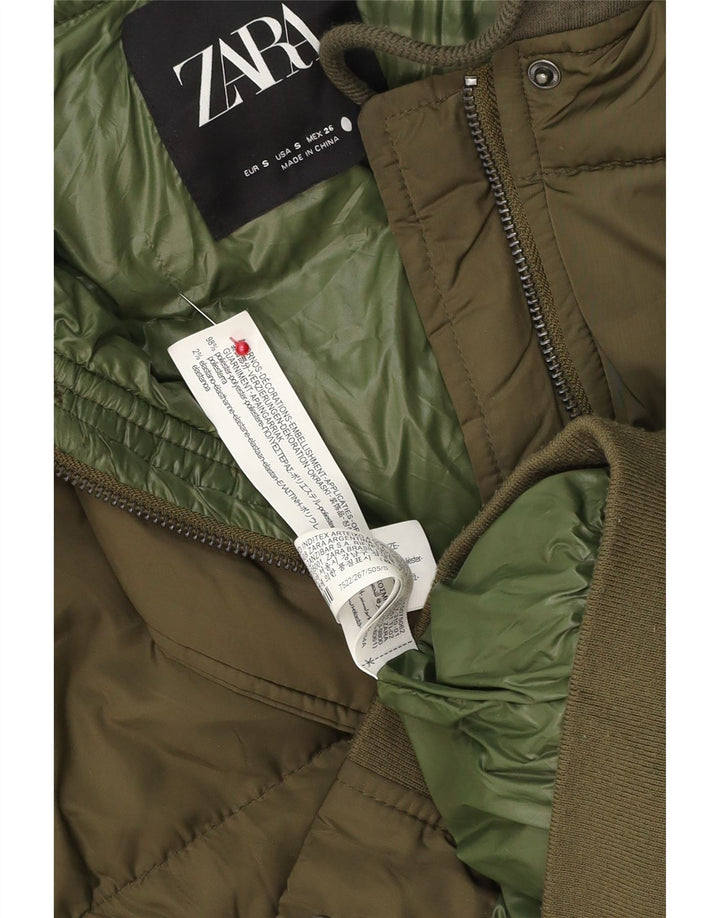 Zara Womens Hooded Oversized Gilet UK 10 Pequeno Poliéster Cáqui