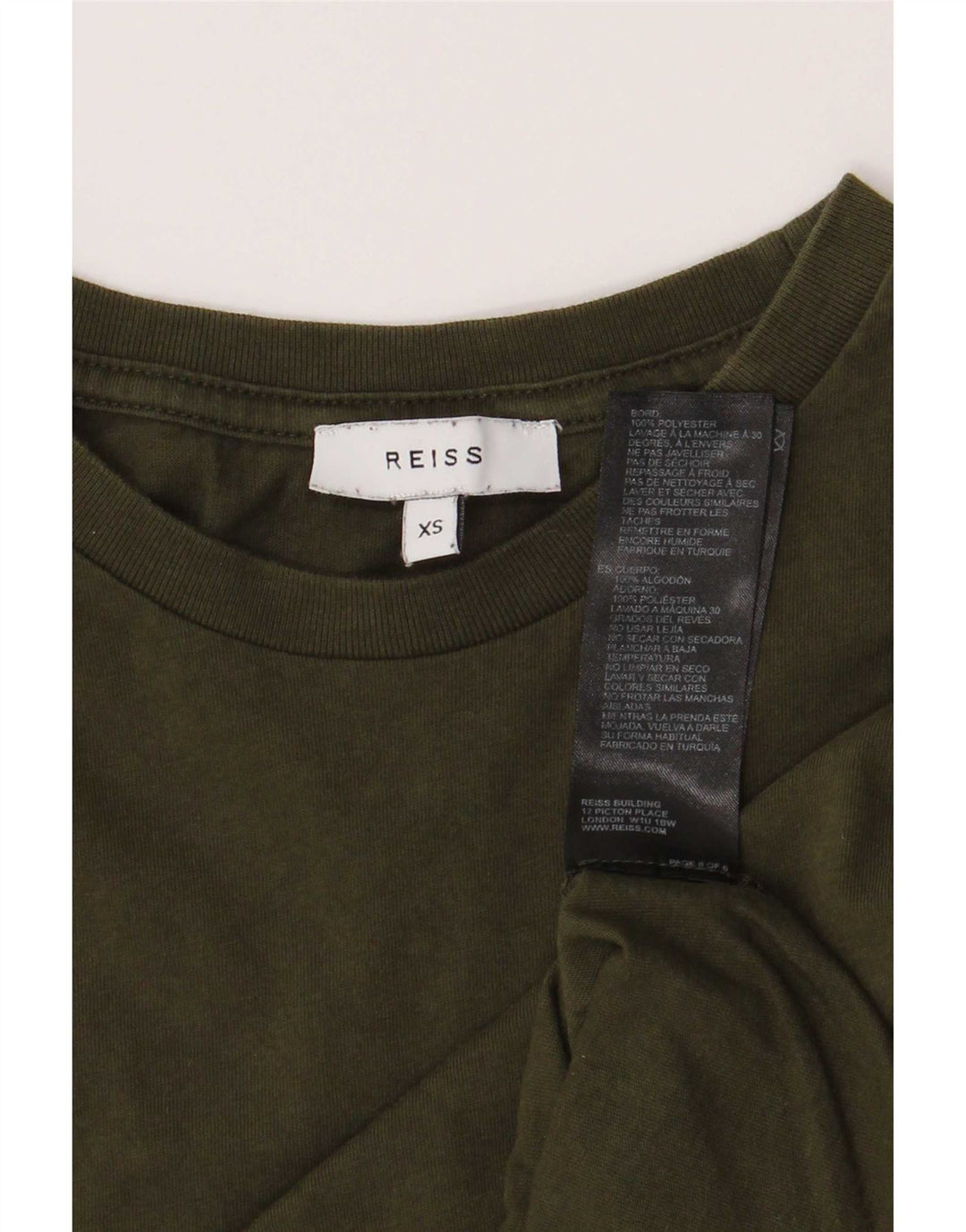 Camiseta masculina Reiss Top XS algodão cáqui