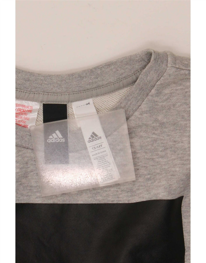 Adidas Meninos Graphic Sweatshirt Jumper 13-14 Anos Cinza Algodão