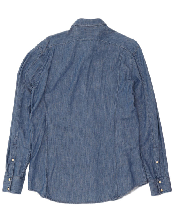 Camisa jeans masculina G-Star grande algodão azul