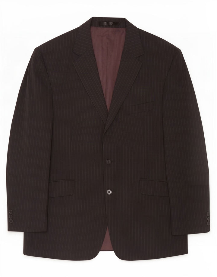 Jaqueta blazer masculina de 2 botões Marks & Spencer UK 42 listra preta grande
