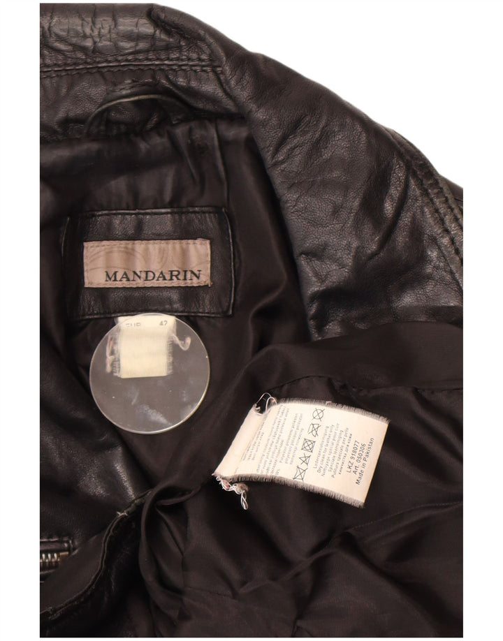 Jaqueta de couro vintage para motociclista feminina EU 42 couro preto grande