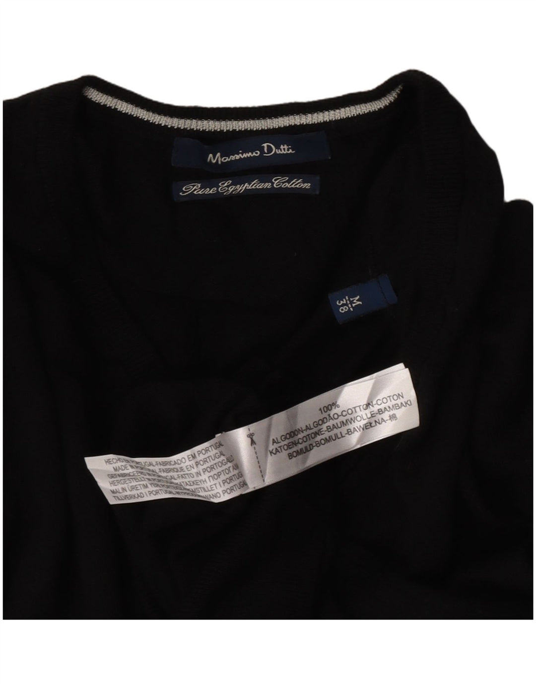 Suéter masculino Massimo Dutti com decote em V médio algodão preto