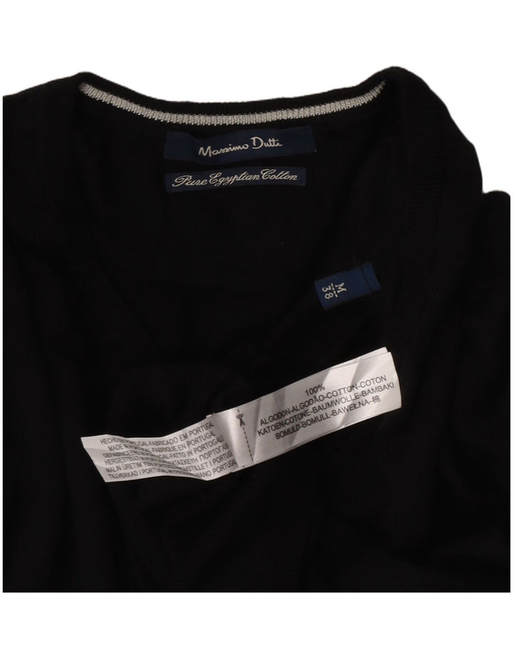 Suéter masculino Massimo Dutti com decote em V médio algodão preto