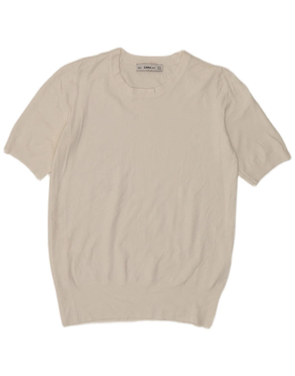 Camiseta feminina Zara Top UK 10 pequena branca
