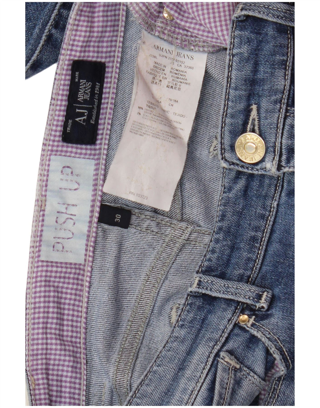 ARMANI Jeans Skinny Feminino W30 L30 Azul Algodão