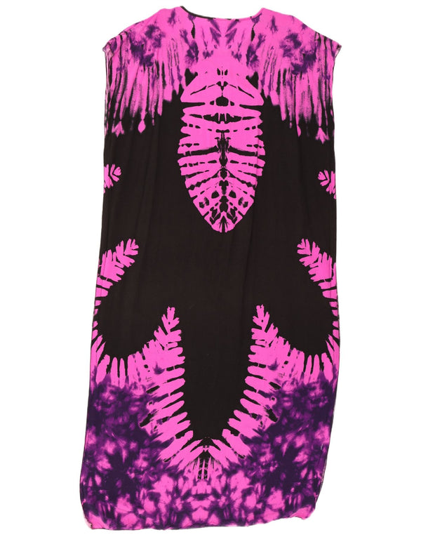Vestido maxi feminino vintage com padrão abstrato tamanho único preto