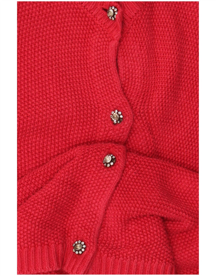 Suéter cardigã feminino Zara UK 10 pequeno viscose vermelha