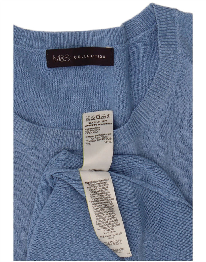 Suéter feminino Marks & Spencer com gola canoa Reino Unido 14 acrílico azul médio