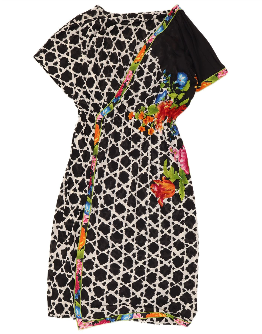 Vestido bainha feminino vintage UK 14 médio floral multicolorido