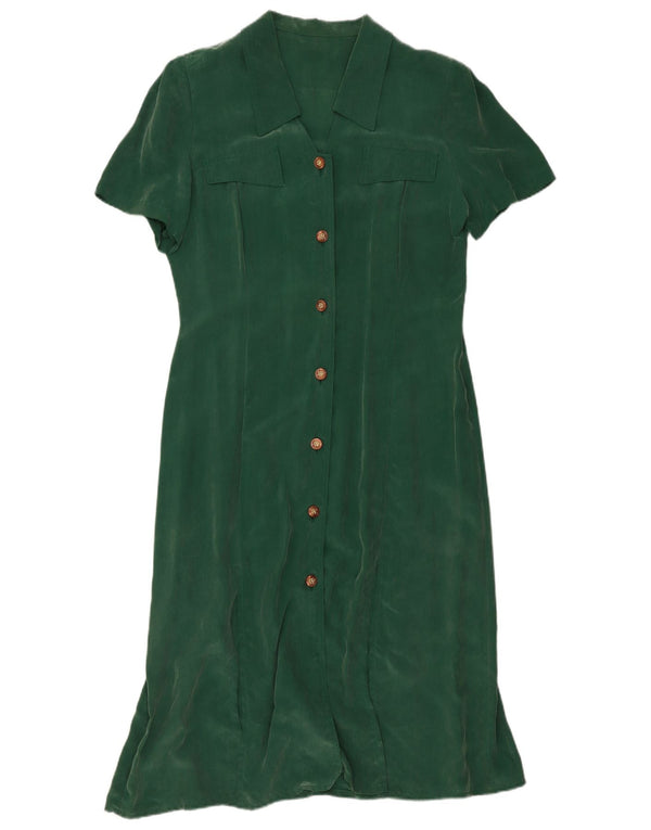Vestido camisa feminino vintage de manga curta IT 46 Cupro verde grande