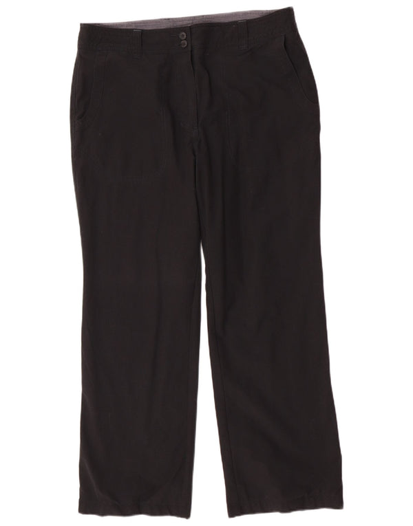 Calça chino reta feminina Rohan Reino Unido 14 grande W34 L29 poliéster preto