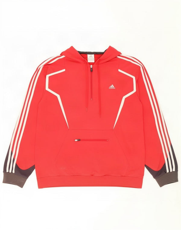 Adidas Mens Hoodie Jumper XL Vermelho Colorblock Algodão
