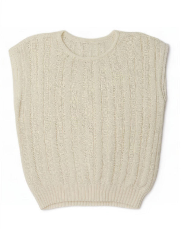 Top feminino colete vintage UK 14 médio off white
