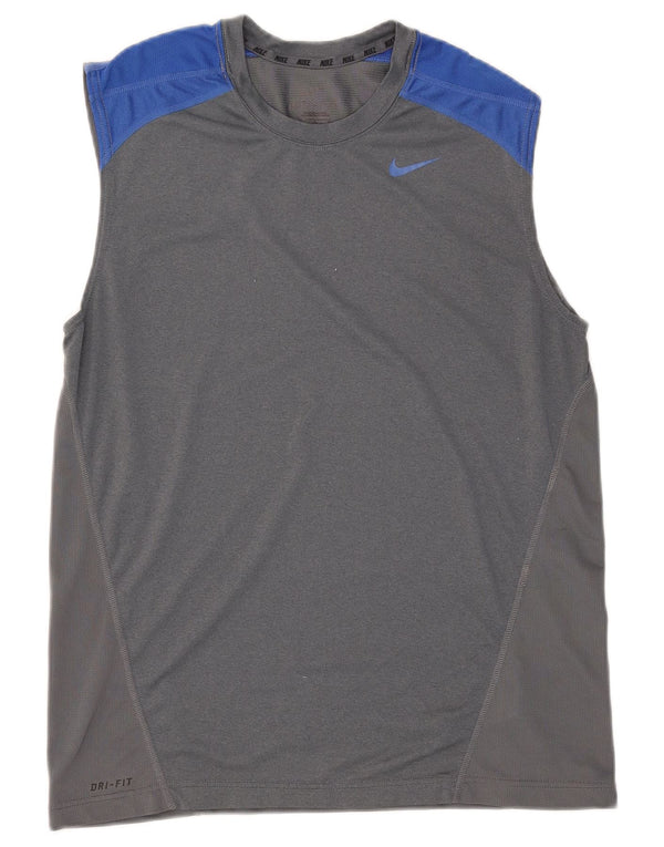 Nike Mens Dri Fit Vest Top Cinza Médio Colourblock Poliéster
