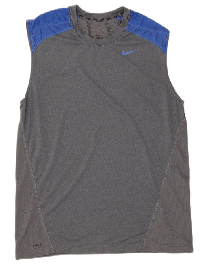 Nike Mens Dri Fit Vest Top Cinza Médio Colourblock Poliéster