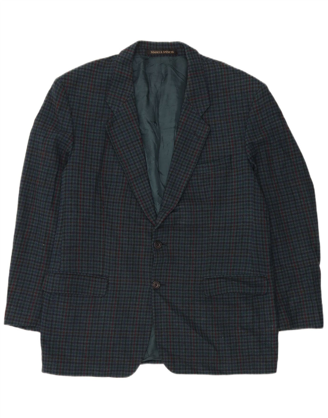 Jaqueta Marks & Spencer masculina St. Michael Blazer Reino Unido 44 XL verde Houndstooth